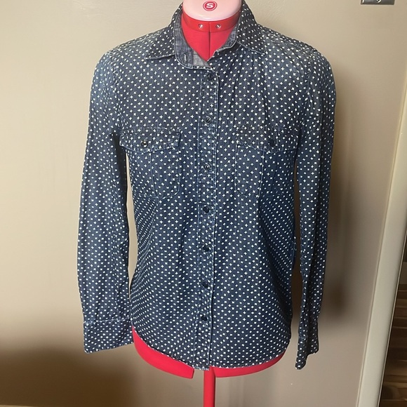 J. Crew star print denim button down shirt - Picture 2 of 10